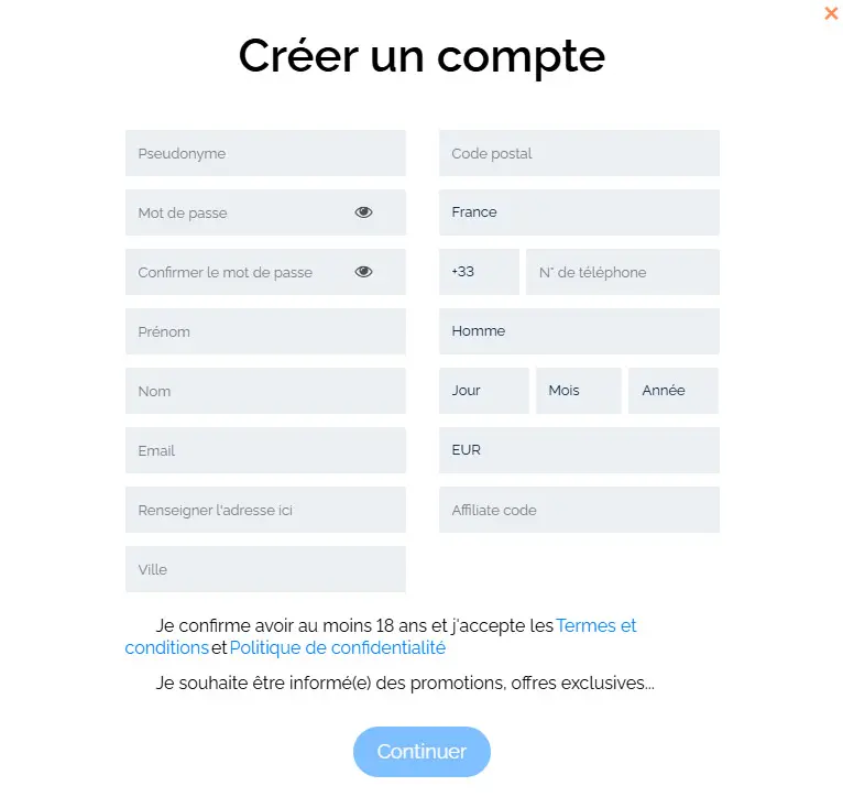 Procedura di registrazione ONE CASINO